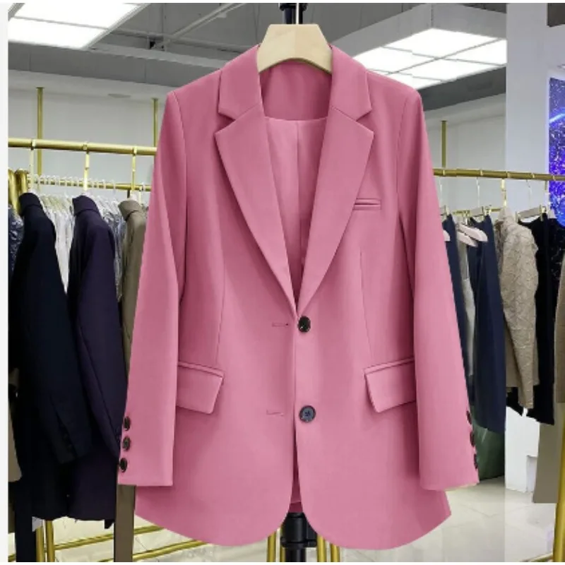 Lente buitenlandse stijl Prachtig professioneel temperament Koreaanse stijl Losse afslankende en stijlvolle nieuwe halflange casual pakblazer