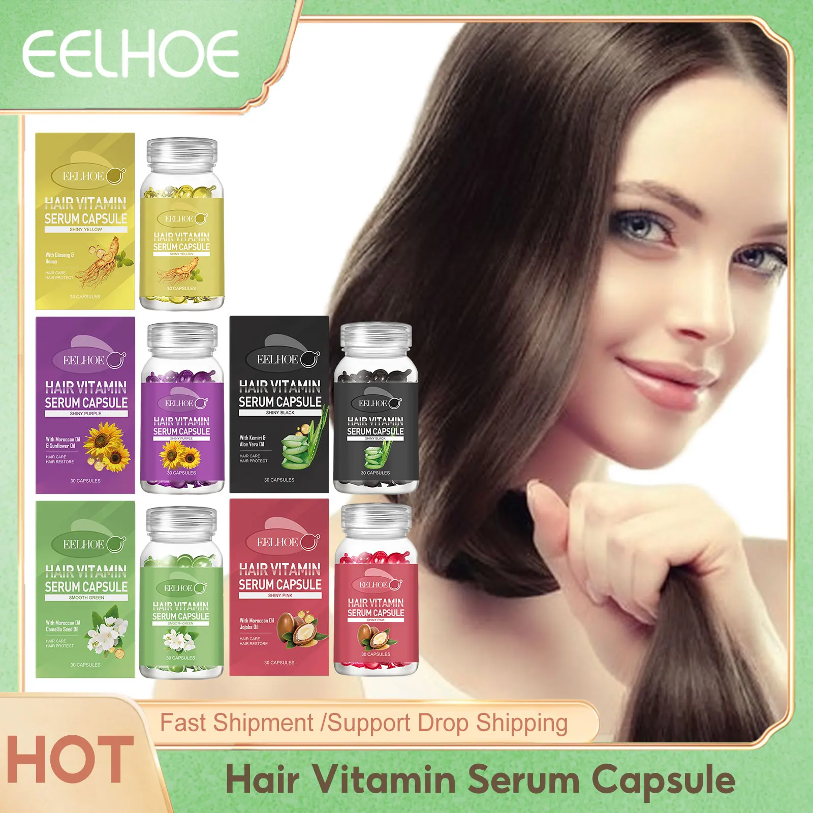 

Silky Hair Vitamin Serum Capsule Anti Frizz Soften Hair Smoothing Moisturizing Scalp Anti Split Ends Gloss Hair Nutrition Serum