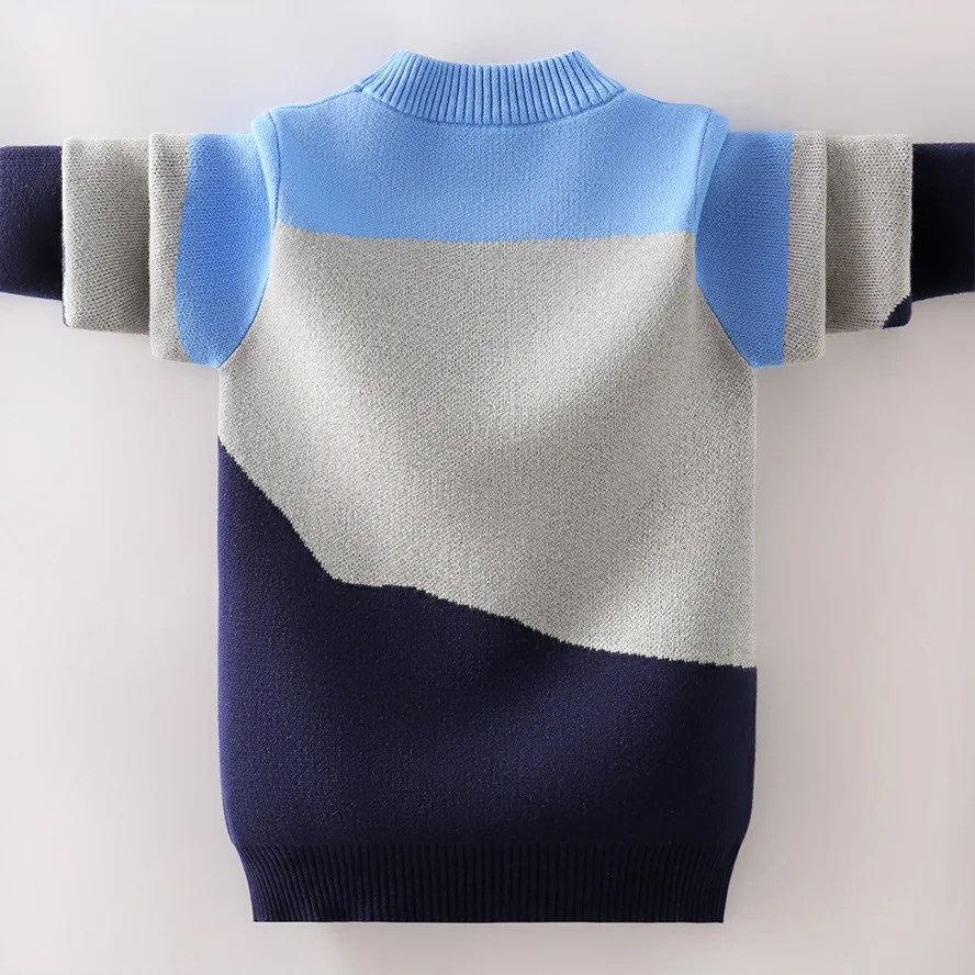 Children Cotton Sweaters 3-17T Kids Spring-Winter Warm Jacket Baby Boys Pullovers Long Sleeve Knitted Turndown Collar Clothing