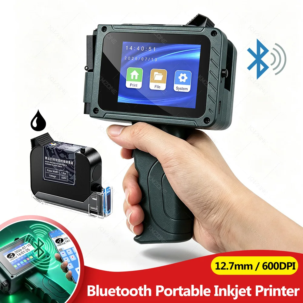 12.7mm Handheld Inkjet Label Printer Bluetooth For Date Number Expiry Date Logo Batch Code Expiry Date Printing 24 Languages
