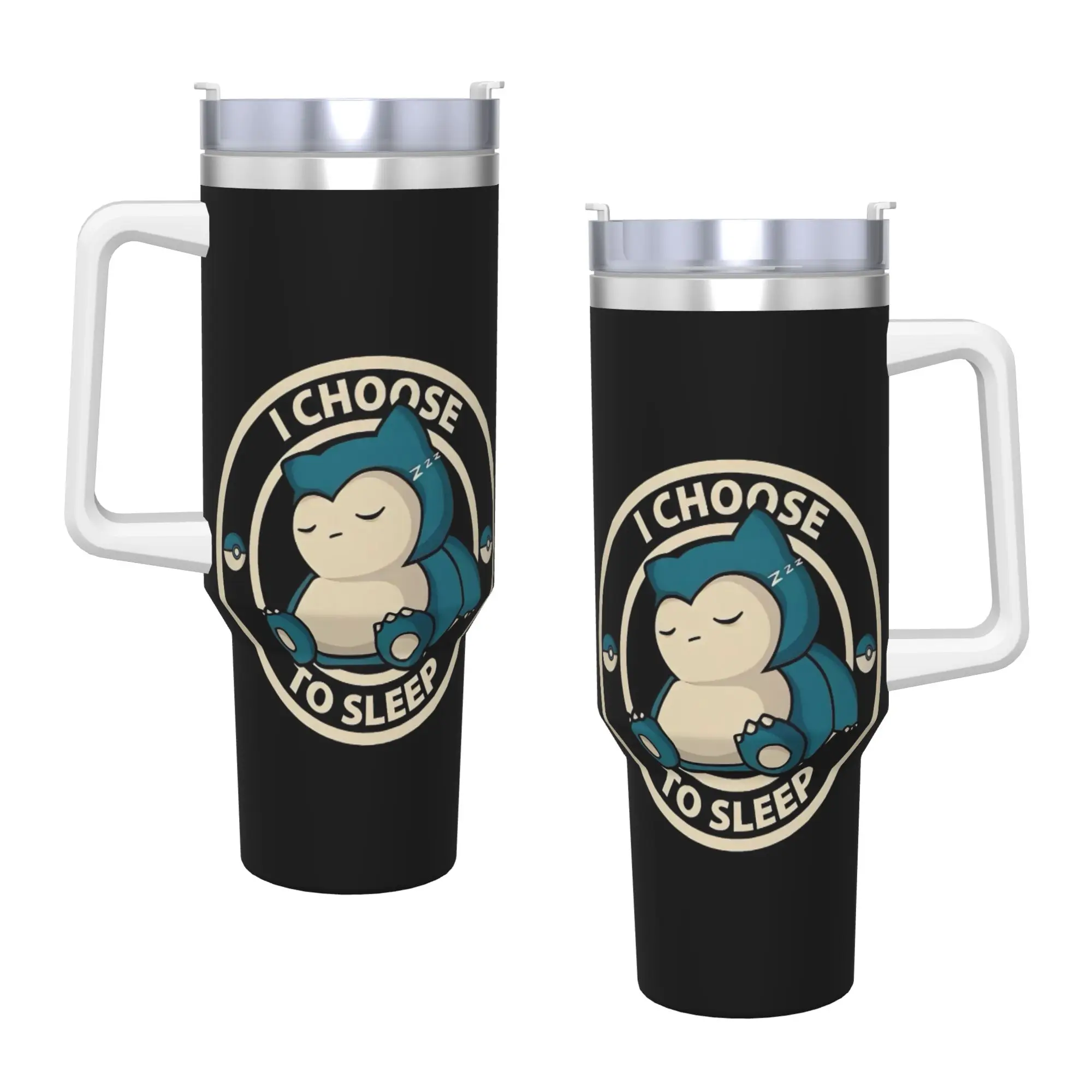 Snorlax More Sleep Please Tumbler  Hot Drinks Water Bottle Heat Preservation Stainless Steel Coffee Mug Printed Beach Mugs Cup