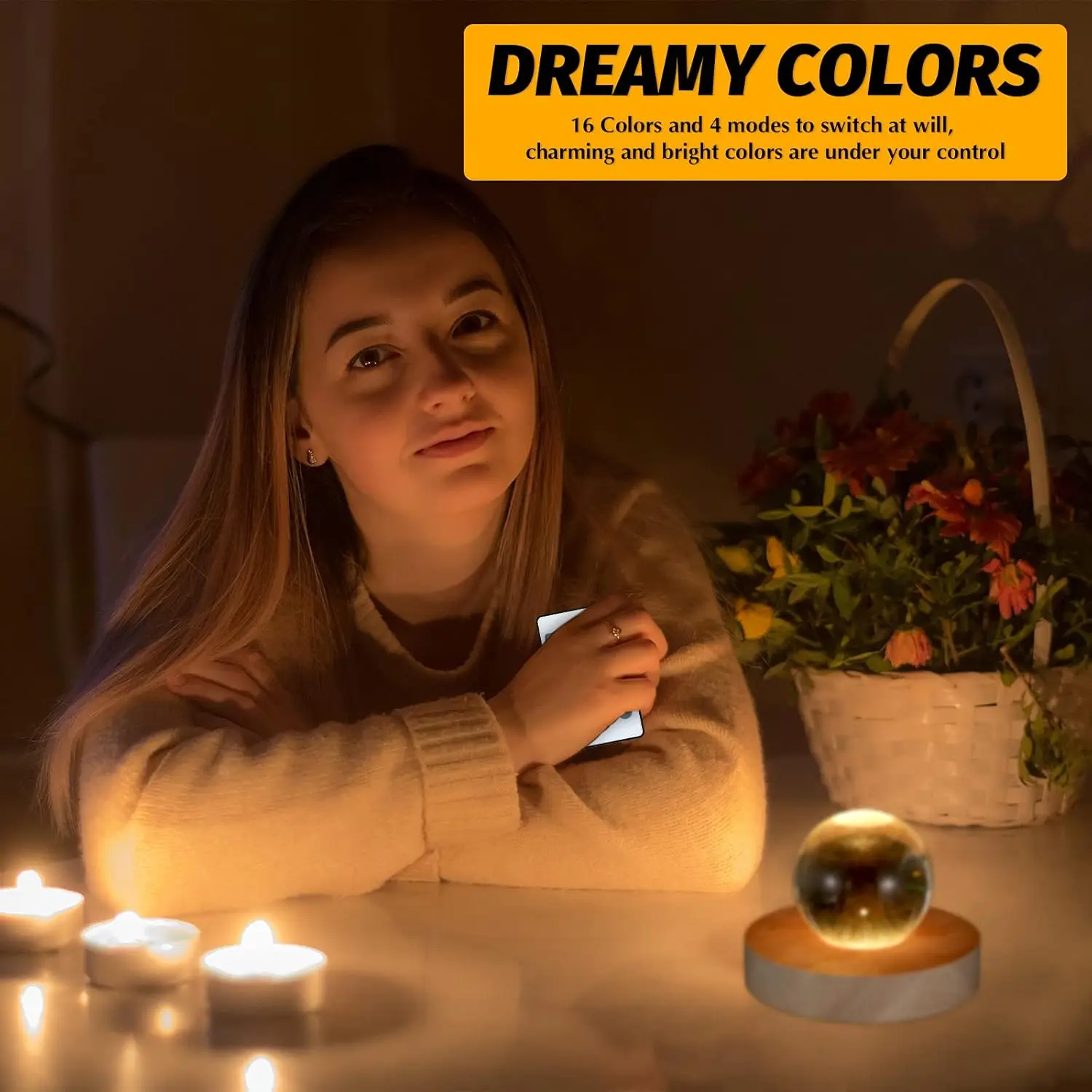 قاعدة حامل إضاءة LED خشبية مقاس 3.94 بوصة مع جهاز تحكم عن بعد لعرض فني الراتنج والزجاج والكريستال (8 قطع)