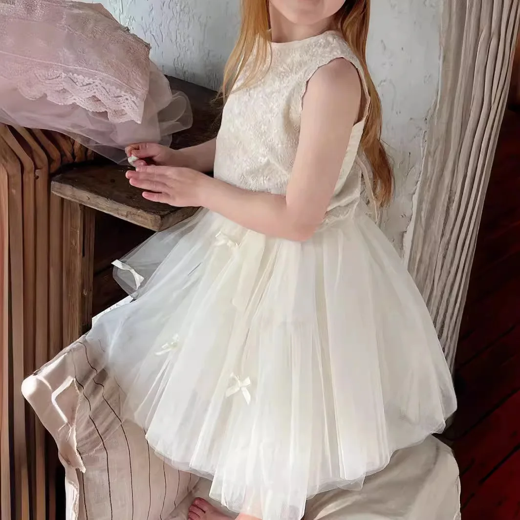 

Girls Skirts Kids Clothes 2024 Summer New Korean Bow Gauze Versatile Small Fairy A-line Princess Skirt Cute Sweet Ball Gown