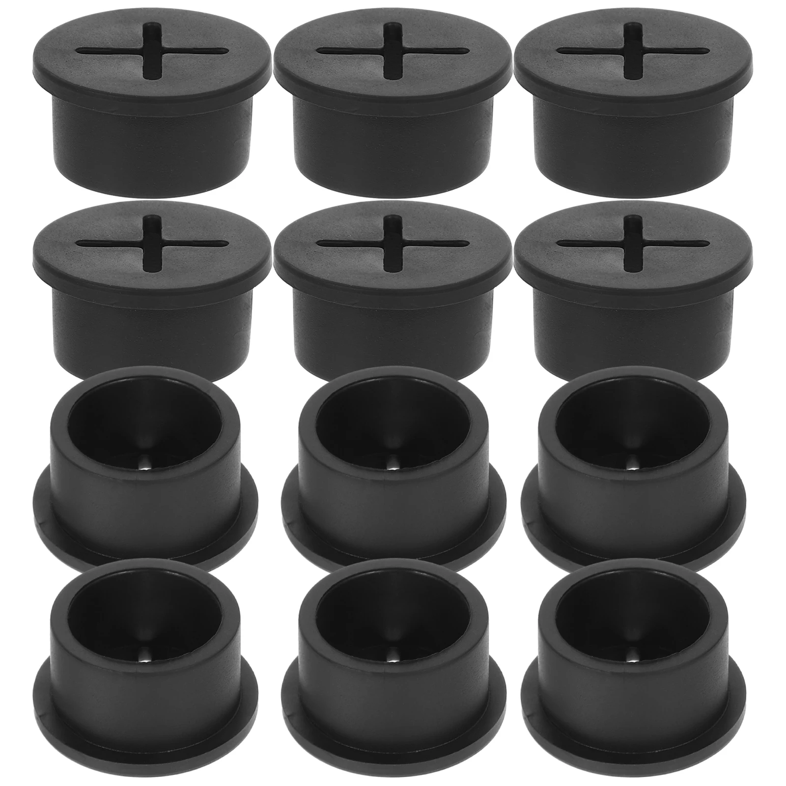 

12 Pcs Black Rubber Grommets Cable Management Dust Plug Soft Wire Cover Cord Bushing Hole Protector for Desk Furniture