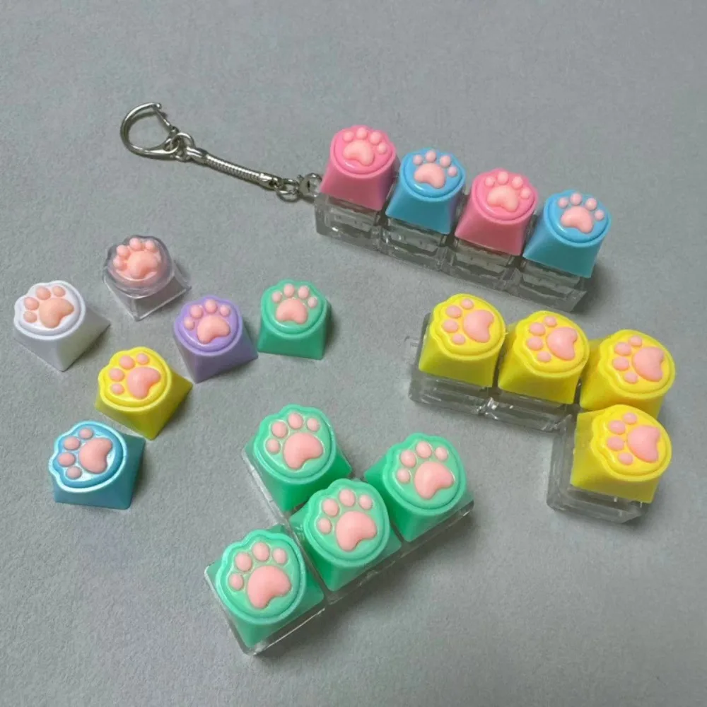Silicone Cat Claw Keychain Keyboard Pressure Reducing Button Shaft Tester Pinching Block for Stress Relief