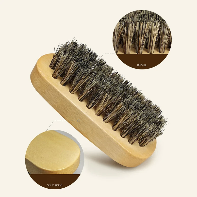 Horsehair Shoe Shine Brushes Polish Bristles Boots Shoes Leather Care Cleaning Brush Nubuck Boot Nubuck Boot Pig Bristles