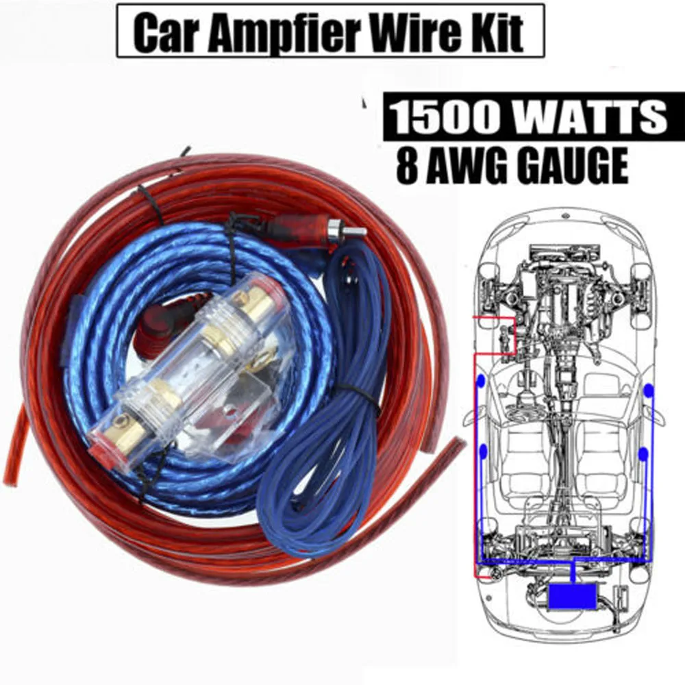 1500W 8GA 60AMP Car Amplifier Wiring Kit Audio Subwoofer Sub AMP RCA Power Cable Wire Fuse for Car Modification