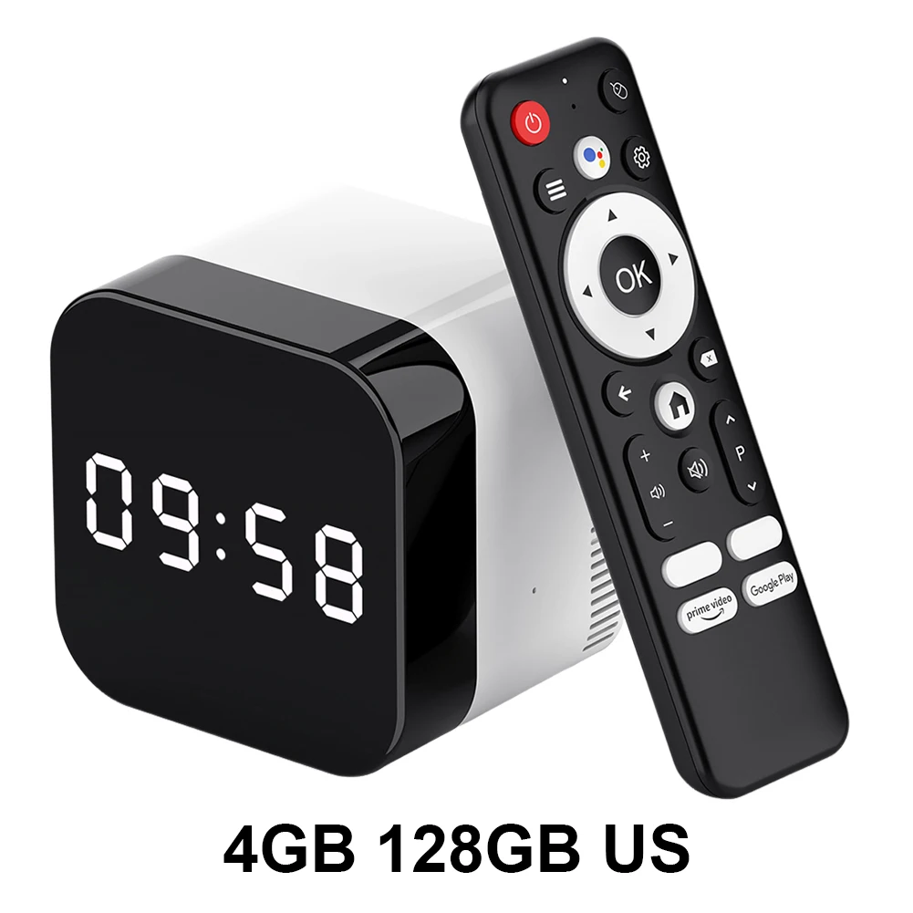 Smart TV Box Android 14.0 WIFI 6 BT 5.X Android TV Box 8K Alarm Clock with 2.4G Voice Remote Control