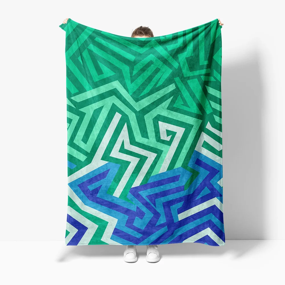 

Irregular Geometric Abstract Pattern Blanket Sofa Bed Throw for Living Room Bedroom Decor Gift