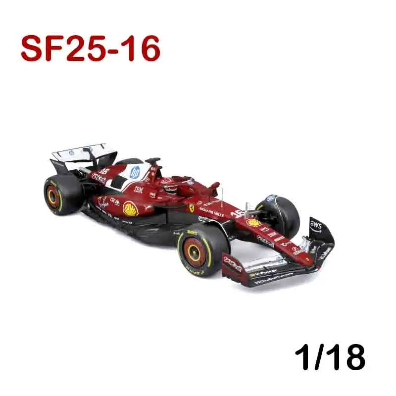 Bburago 1:18 Ferrari 2025 F1 Sf-25 Hamilton #44 Leclerc #16 Alloy Miniature Die-Cast Car Model Customized Toy Gifts view 5