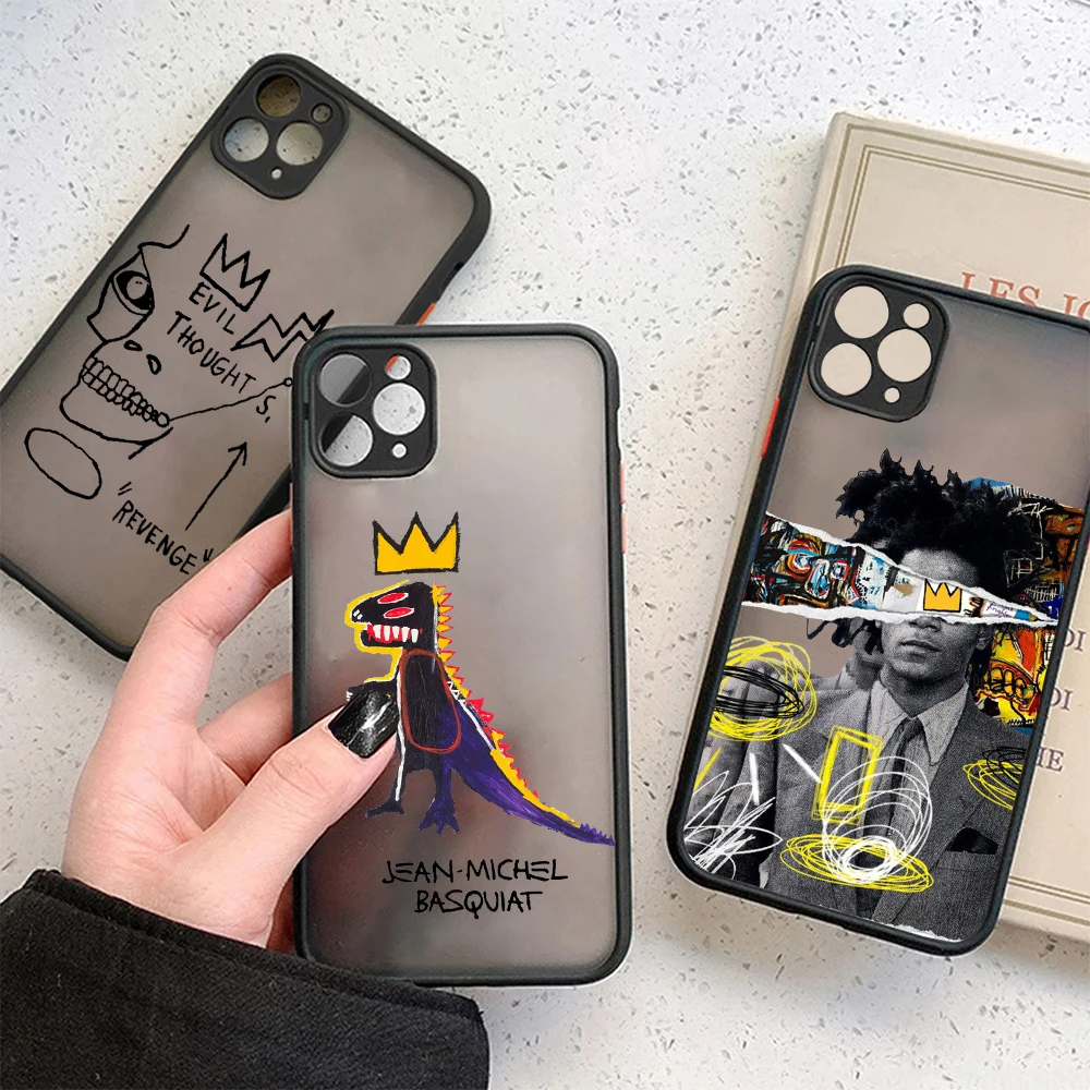 Fashion Art Phone Case For  B-BasquiatS iPhone 15 14 13 12 11 Mini Pro Max X XR XSMax 7 8 Plus Matte Transparent Back Cover