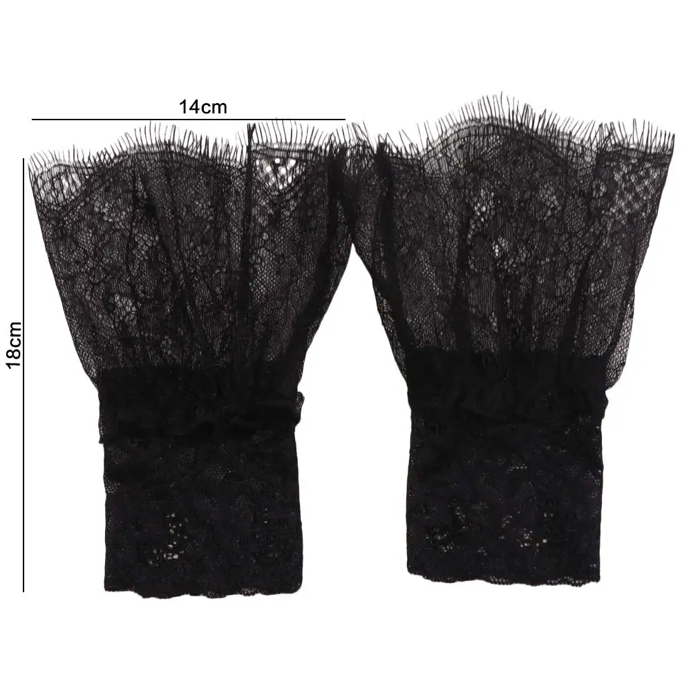 Verstellbare Spitzen-Blumenmanschetten, dehnbar, abnehmbar, plissierte Fake-Ärmel, weiß-schwarzes plissiertes Design, Handgelenk-Accessoires – Detail 5