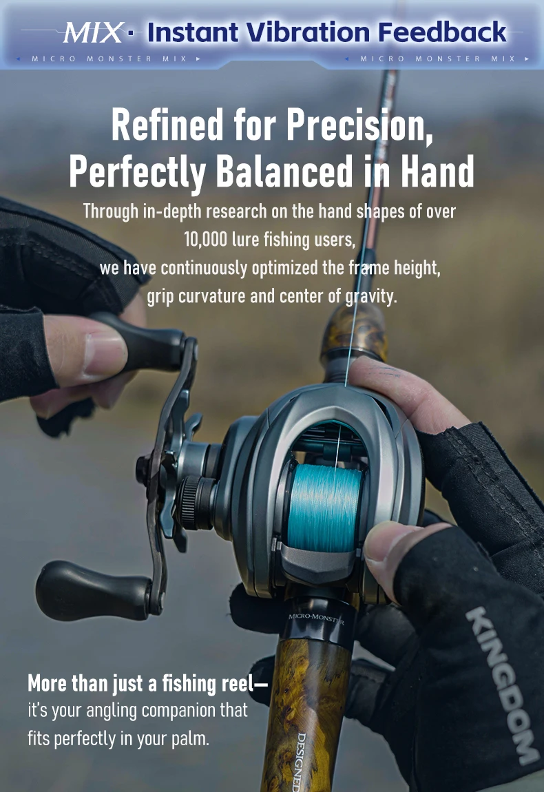 Kingdom BFS Baitcasting-Rolle 128g/130g Ultraleicht 7,6:1 Übersetzungsverhältnis 6+1BB Magnetische Bremse Max. Bremskraft 4kg/6kg Süßwasser-Angelrolle – Detail 7