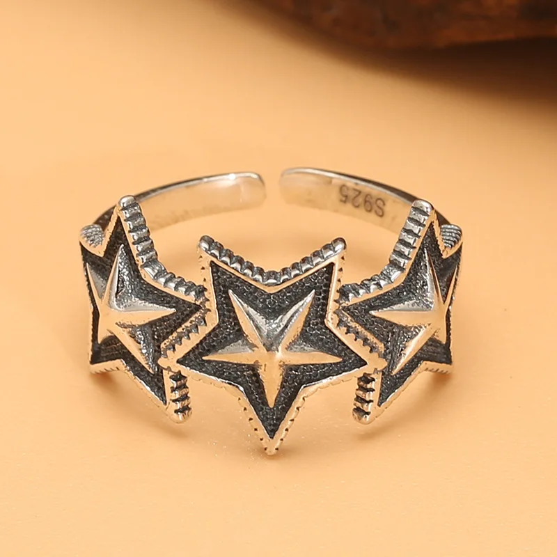 Anillo Retro de estrella de cinco puntas para hombres y mujeres, anillo de regalo personalizado, apertura de índice, Palacio de estrellas, trendyy