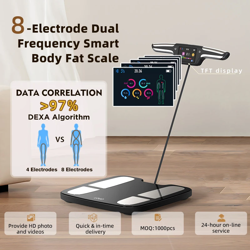 New Design Handheld 8 Electrode Smart Fat Scale Full Body Composition Analyzer With App Smart Body Fat Scale