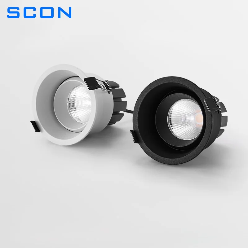 SCON LED Downlight 5W 7W 12W Anti-Glare Ceiling Lamp LED Spot Lights Home Living Room Bedroom Kitchen COB Recessed Downlight