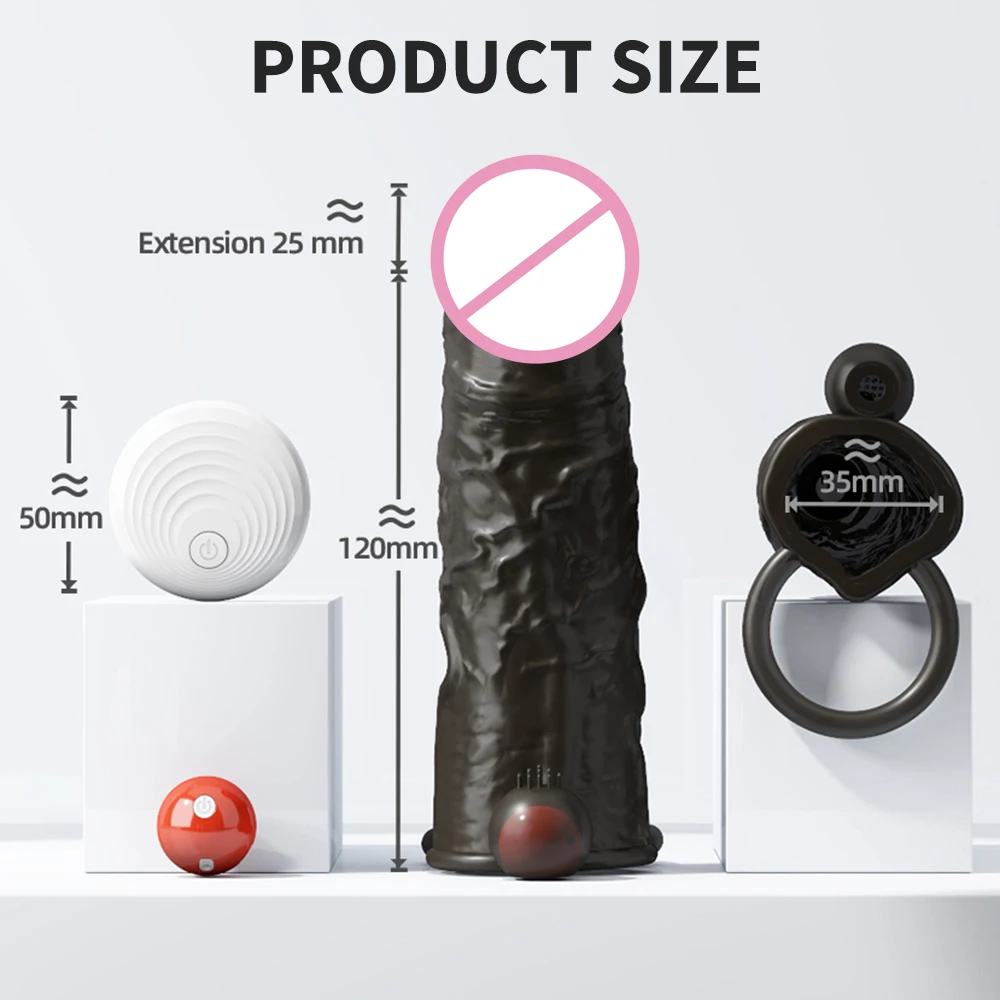 Vibrating Condoms Enlargement For Men Reusable Condoms Dildo Vibrator Penis Ring Sleeve Adult Sex Shop Sex Toy for Couples