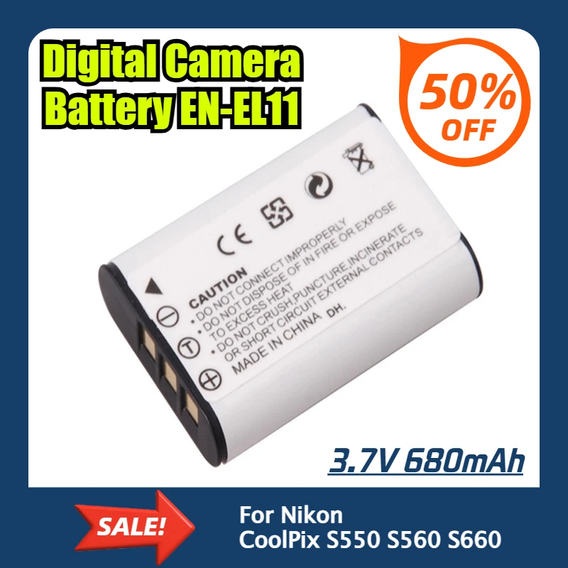 

3.7V 680mAh EN-EL11 Digital Camera Battery,for Nikon CoolPix S550 S560 S660