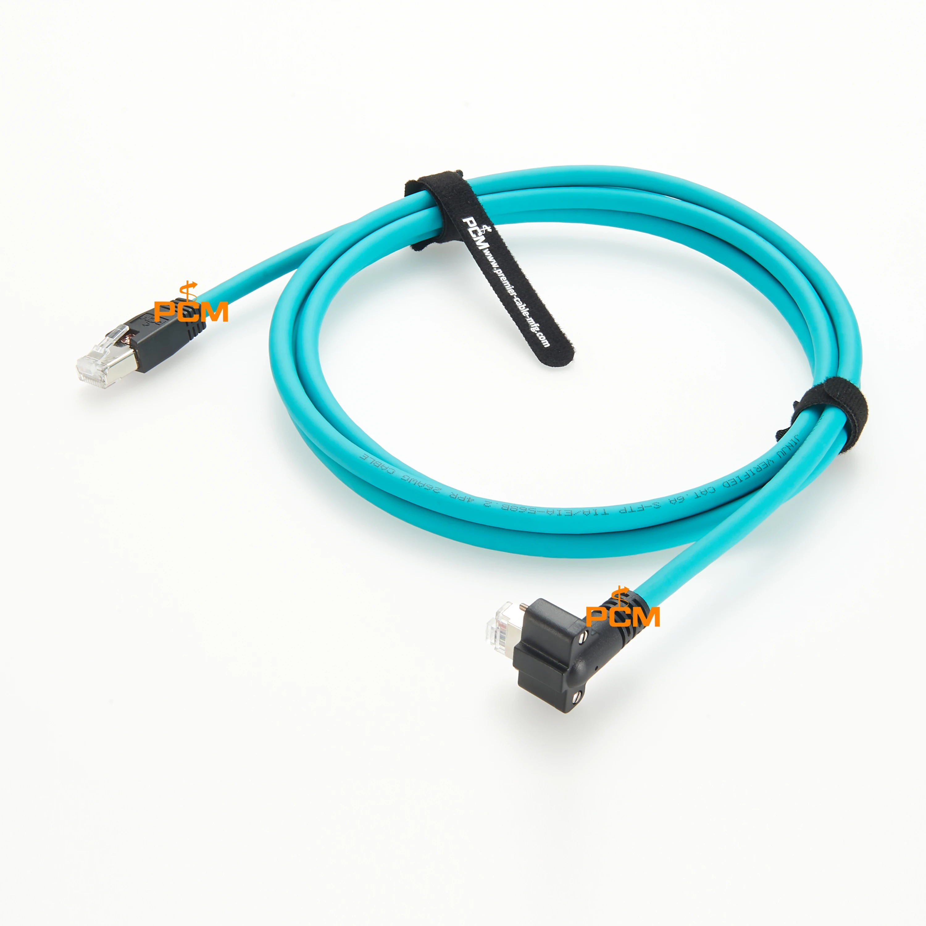 RJ45 To RJ45 GIGE Cable with Screw Mount Cat6a Gigabit Ethernet Industrial Digital Camera Cables Angled High Flex Ethernet Cable