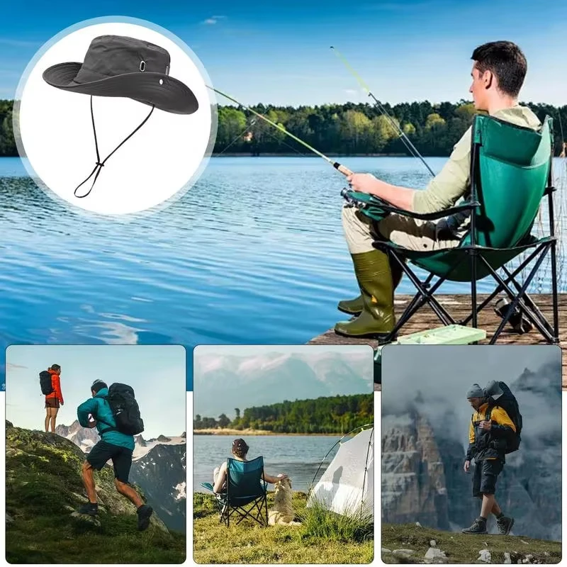 قبعة رعاة البقر الغربية للسيدات للتخييم في الهواء الطلق والمشي لمسافات طويلة قبعة صيفية بحافة واسعة قبعة صياد للحماية من الأشعة فوق البنفسجية تصميم عصري