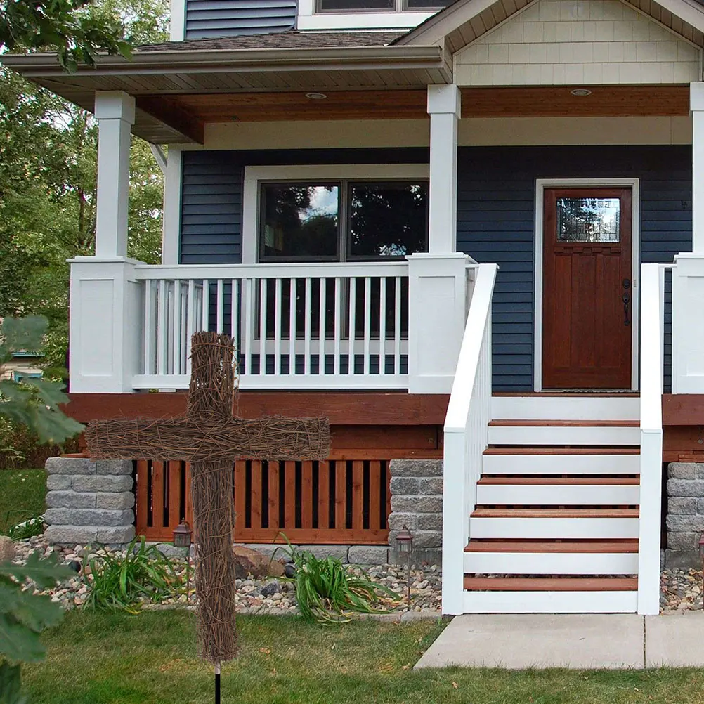 

3Pcs Cross Shape Woven Rattan Cross Decor for Wall Hanging Religious Ornament Artistic Home Church Hotel Library Decoration