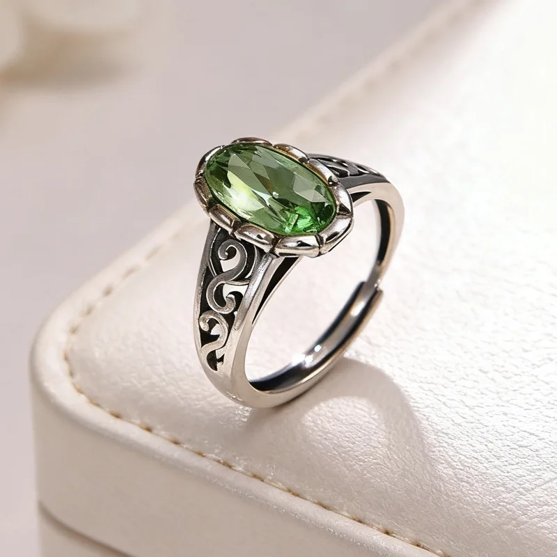 925 Sterling Silber Ellipse Zirkon verstellbare Ringe für Frauen Luxus Designer Schmuck Party Zubehör Geburtstagsgeschenk – Detail 5