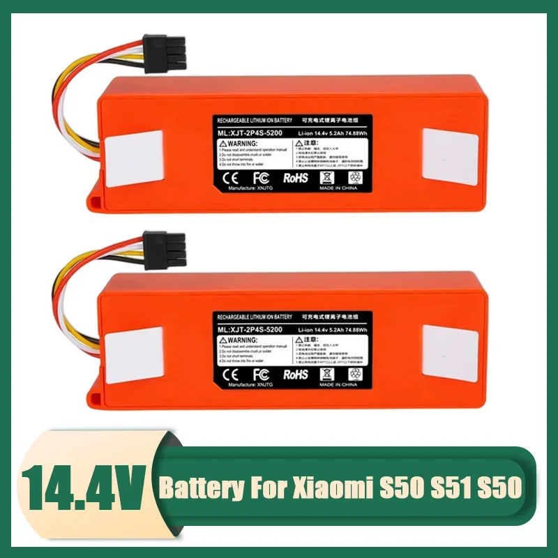 

14.4V BRR-2P4S-5200S Robotic Vacuum Cleaner Replacement Battery For Xiaomi Roborock S55 S60 S65 S50 S51 S5 1S 1ST MAX S6 Parts