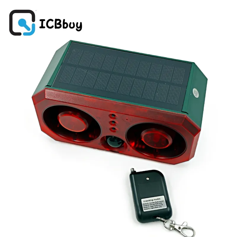 Solar Alarm Animal Repeller Two Speakers Recording Motion Detection Alarm Sensor Flash Sensing Extra Large Volume