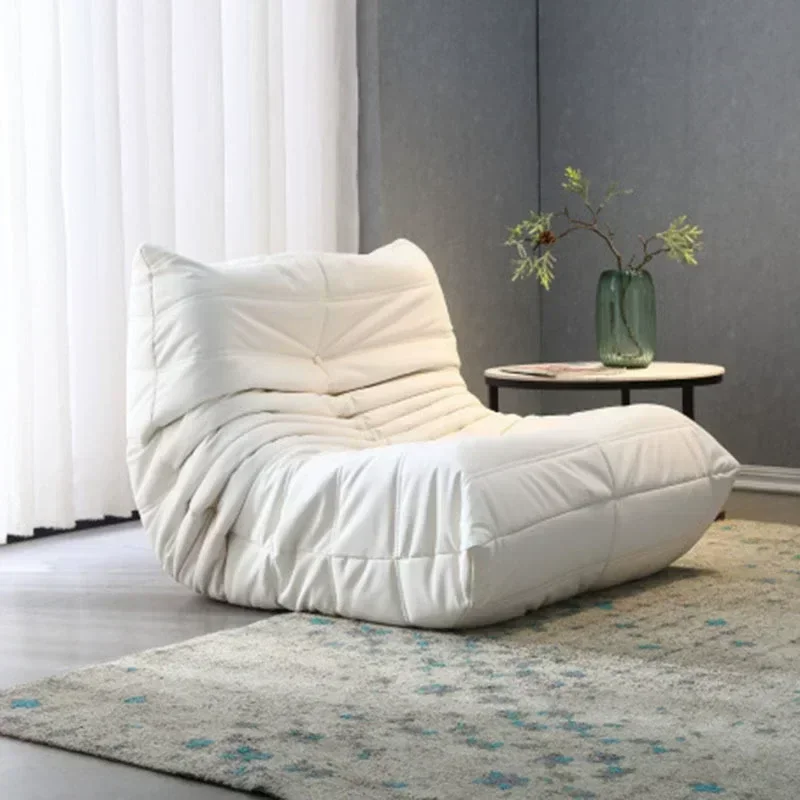 

Single Casual Sofa Chair with Cat Scratch Leather Nordic Togo Lazy Caterpillar Sofa Bedroom Living Room Balcony Suede Sofa