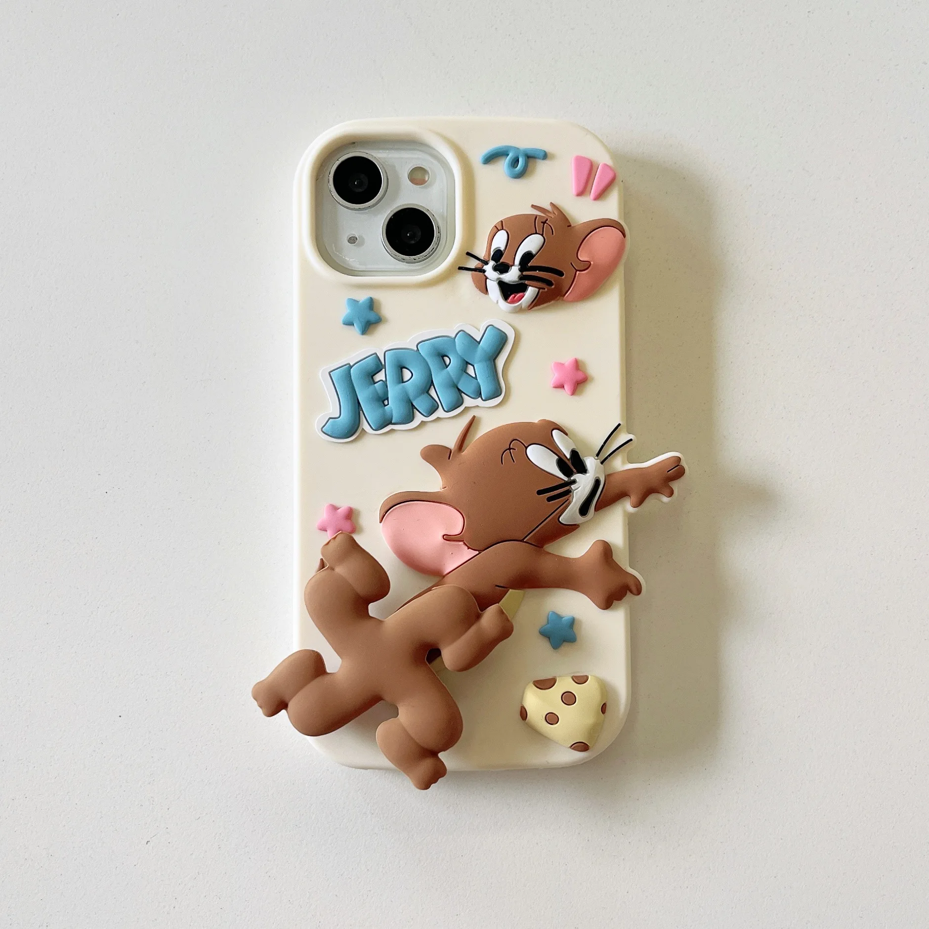 3D Cat and Mouse Couple phone case For iPhone 15 14 13 12 11 Pro max Shockproof Anti-fall Soft Silicone shell cartoon Tom Jerry