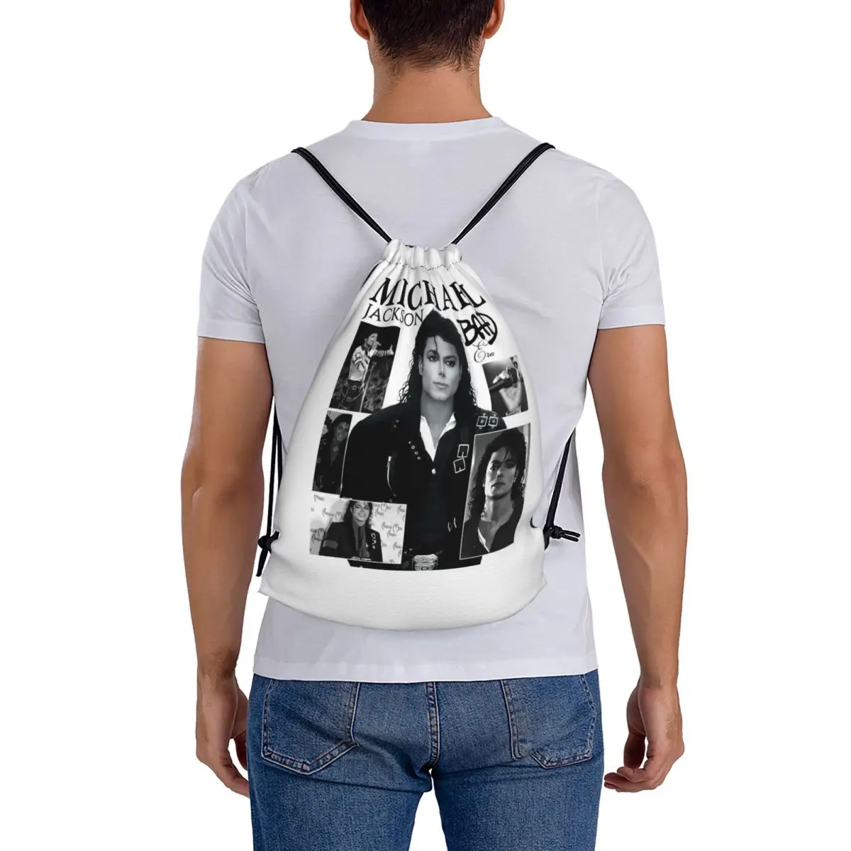 Michael Jackson Dancing Backpacks Casual Drawstring Bags Sports Bag Book Bags for Man Woman School