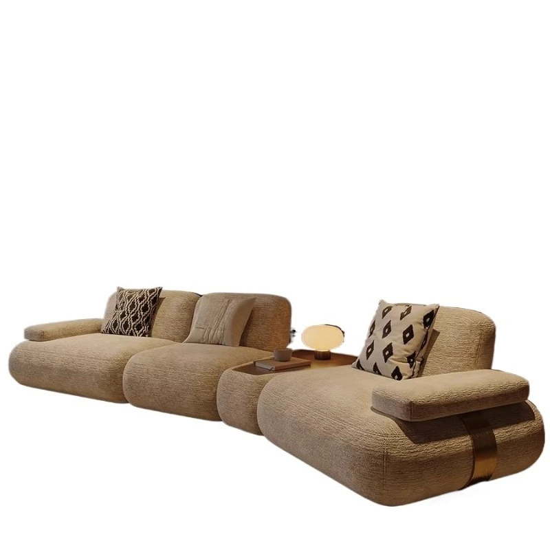 

Французский средневековый диван из шенилла, минималистичный, для гостиной виллы с плоским полом, нестандартной формы, угловой, многоместный.