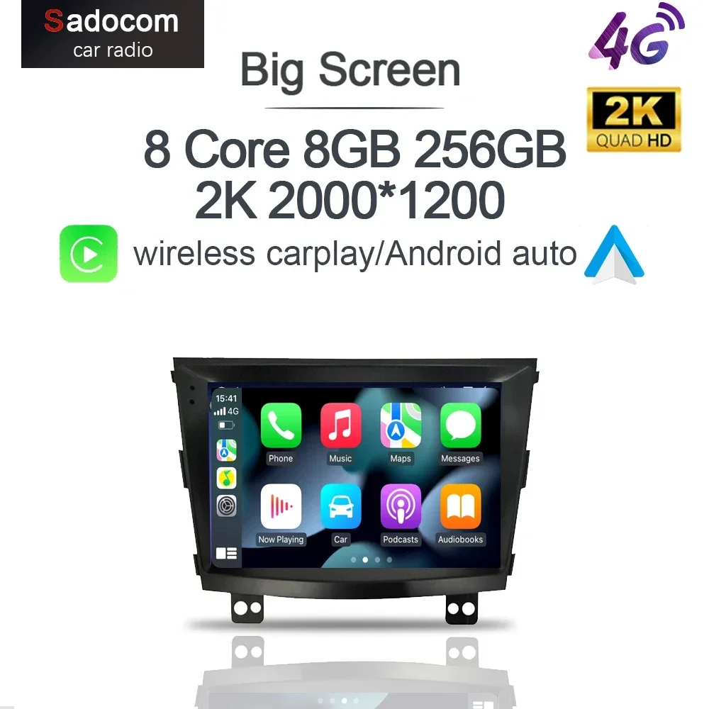 2K 2000*1200 wireless Carplay12.0 8G+128G IPS Car DVD Player multimedia GPS WIFI autoradio For Ssangyong Tivolan 2014-2017