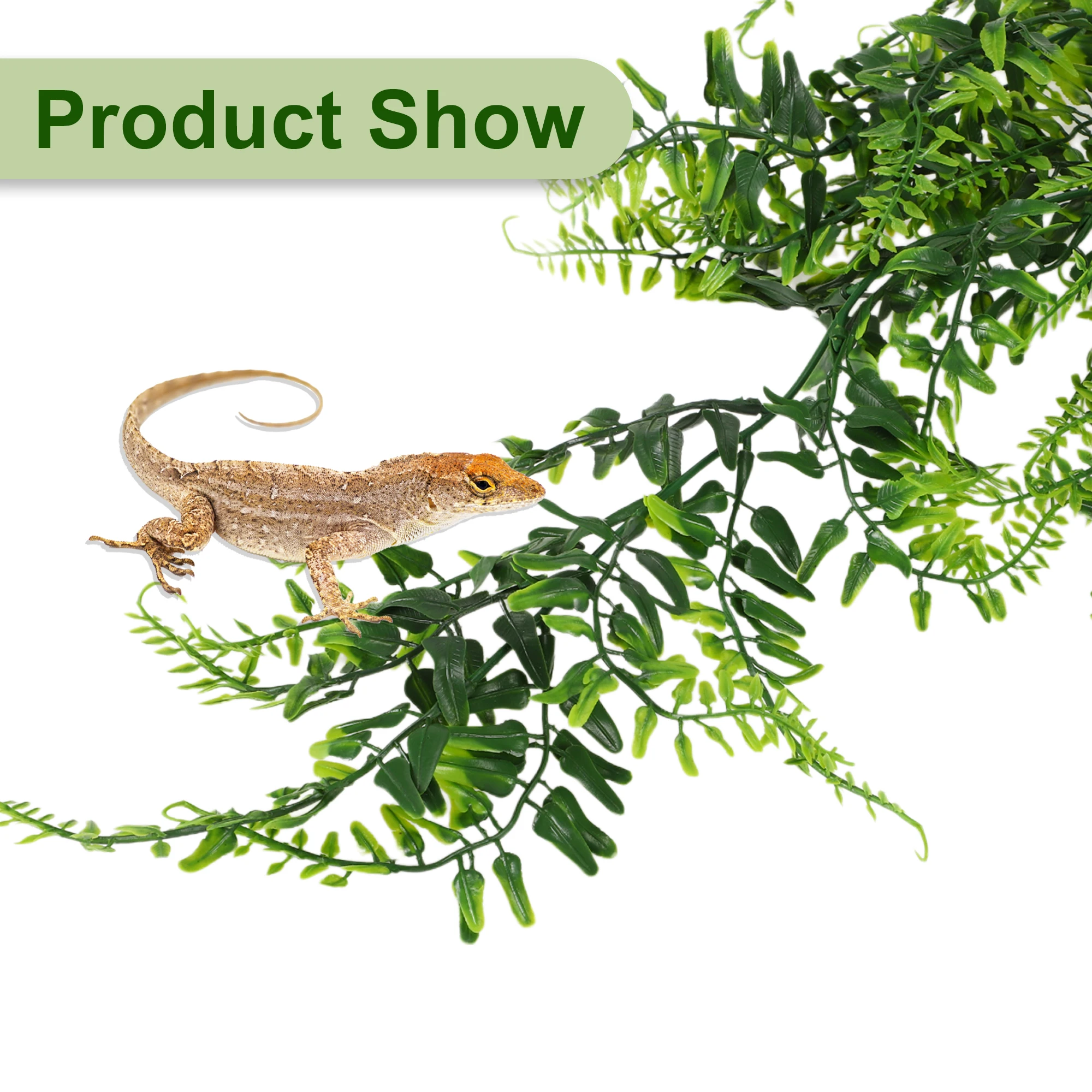 UXCELL Artificial Terrarium Reptile Plants Plastic Leaf Vines for for Tank Pet Habitat Decorations Amphibian Lizard Snack