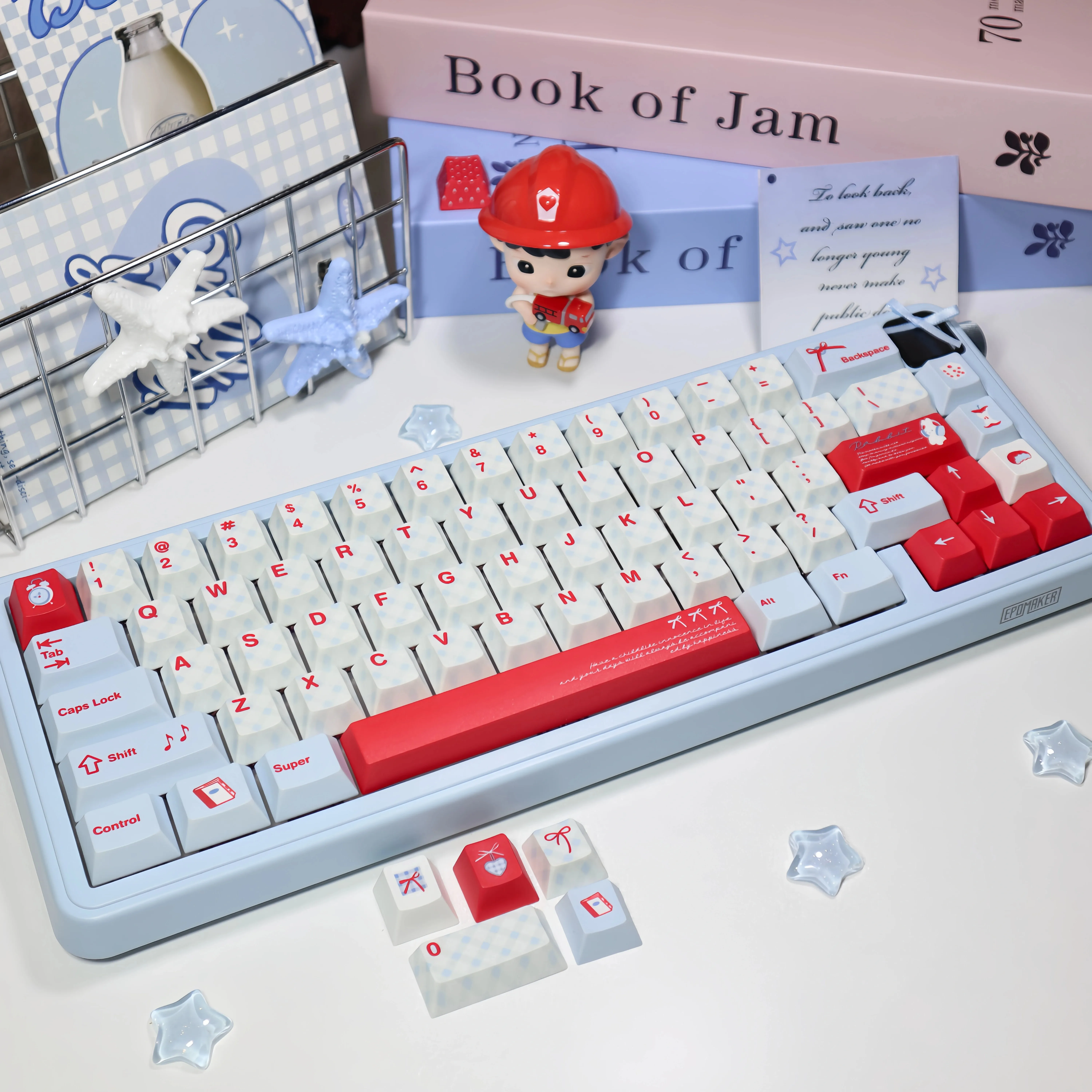 Cute Tidal Blue Theme Keycaps 141 Keys PBT Dye Cherry Profile Keycap Custom Game Keyboard Caps for Mechanical Keyboard Gift