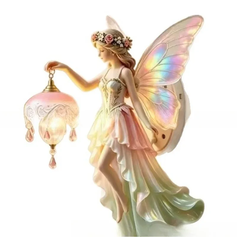 Nordic Creative Flower Fairy Wall Sconce Dreamy Night Light Home Decor Figurine