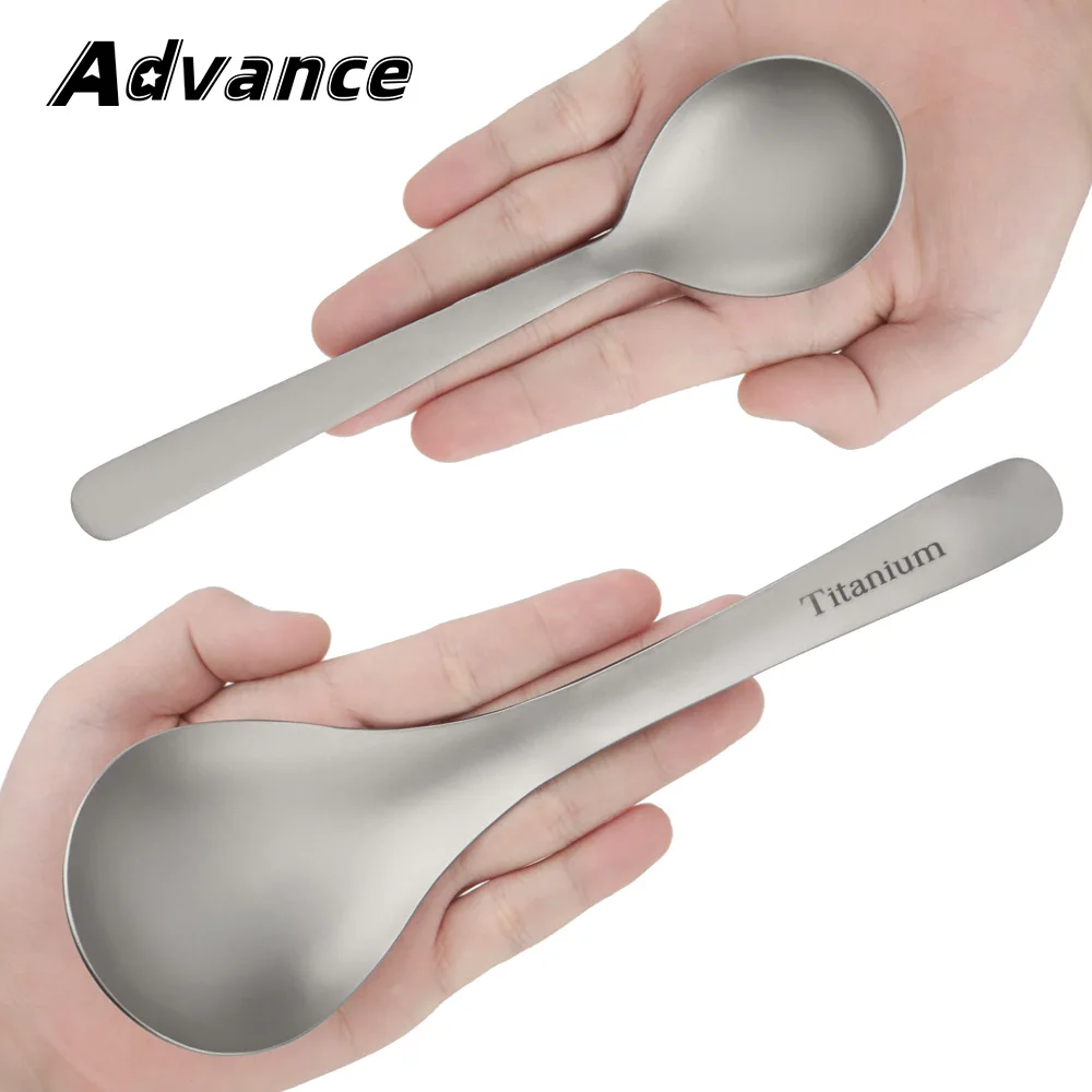 S/L Titanium Alloy Spoon Outdoor Camping Food Spoon Lightweight Portable Picnic Tableware Soup