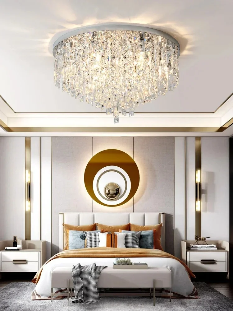 Modern Bedroom Crystals E14 Ceiling Lamp Lustre Lamp Steel Led Ceiling Lights Art Deco Led Chandelier Lighting Fixtures Lamp