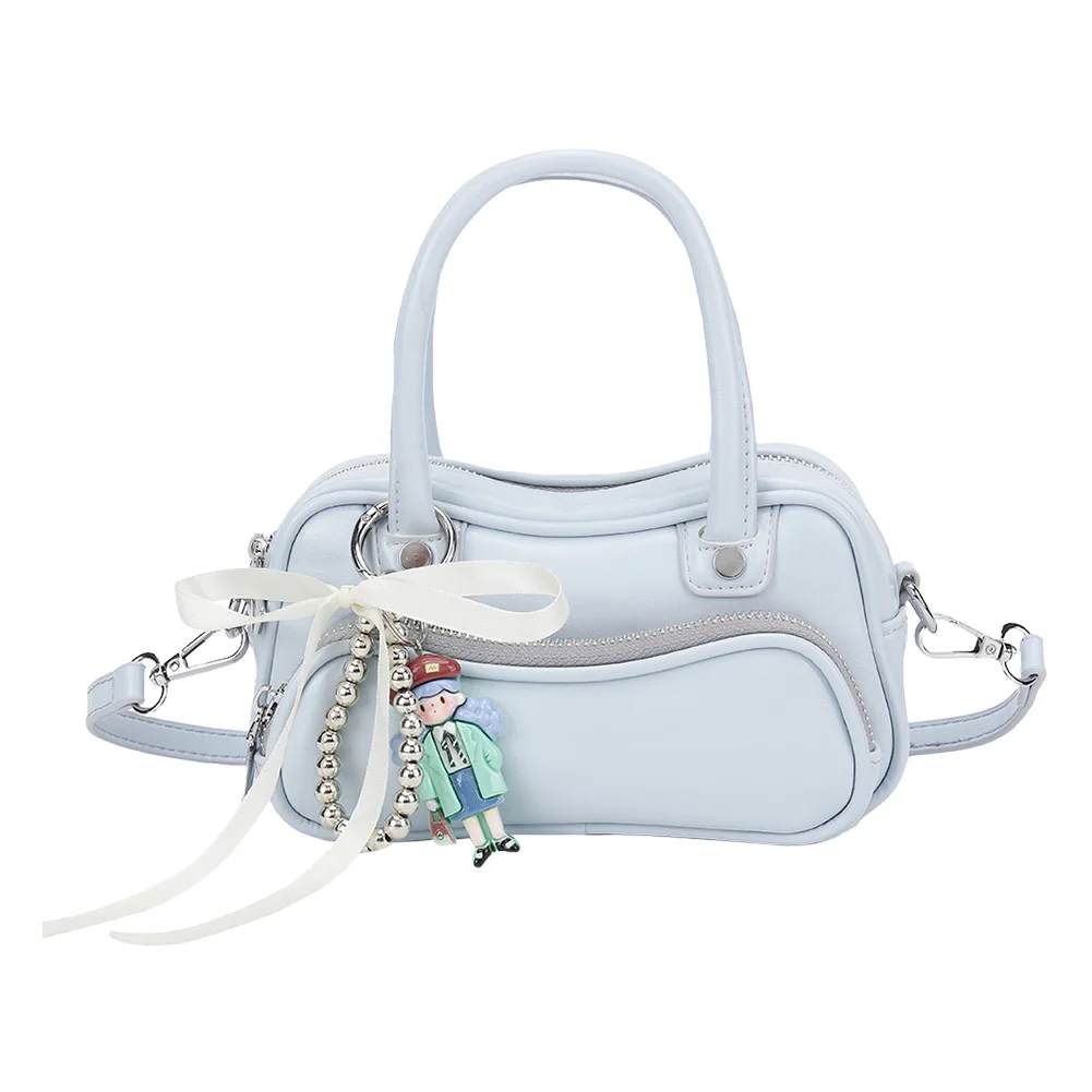 

Женская стильная сумка через плечо из искусственной кожи с регулируемым ремешком, модная сумка-мессенджер с милым кулоном, простая сумка для переноски, уличная сумка-слинг