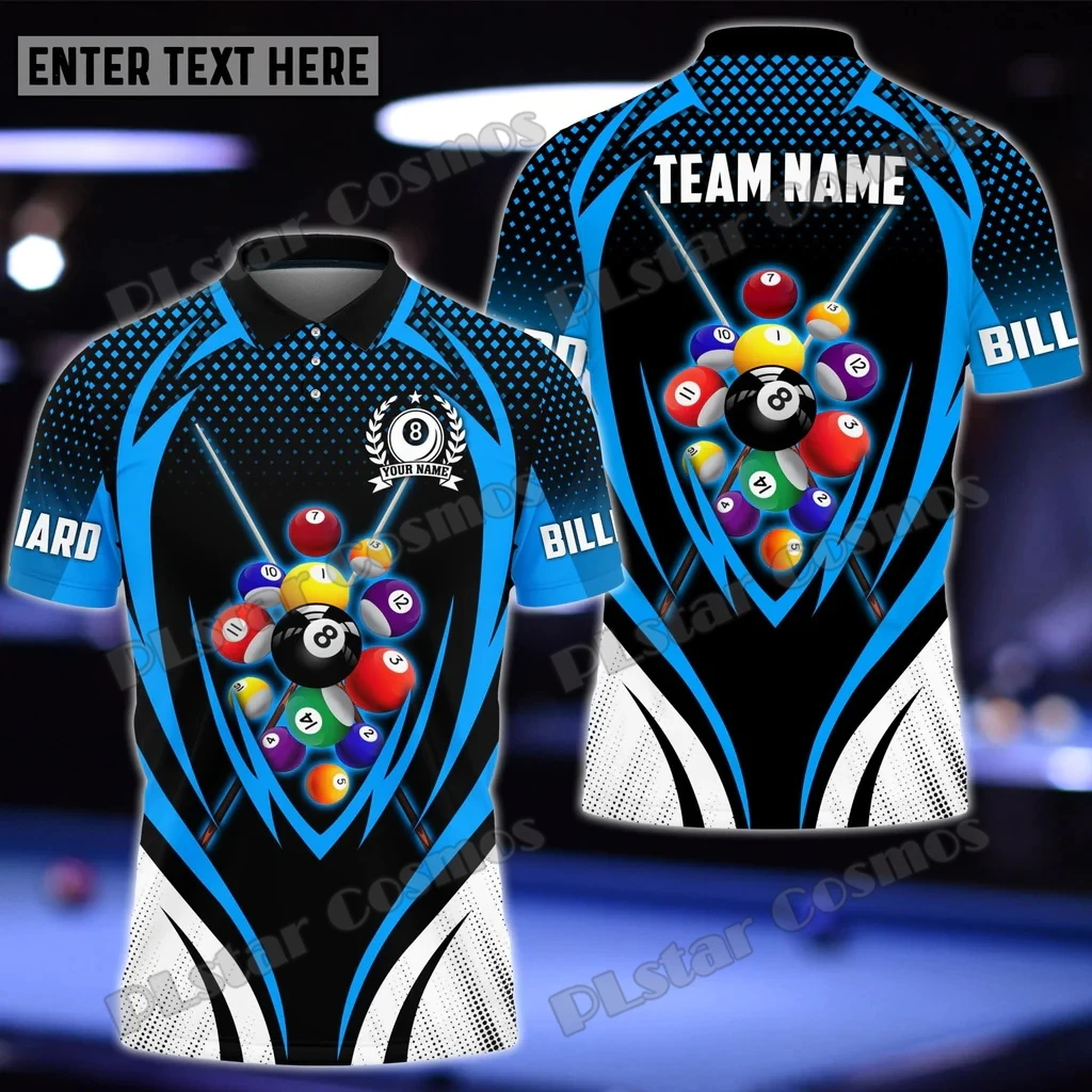 Billiards Personalized Name & Team Name 3D All Over Printed Men's Polo Shirt Summer Unisex Casual short sleeves Polo shirt WK171