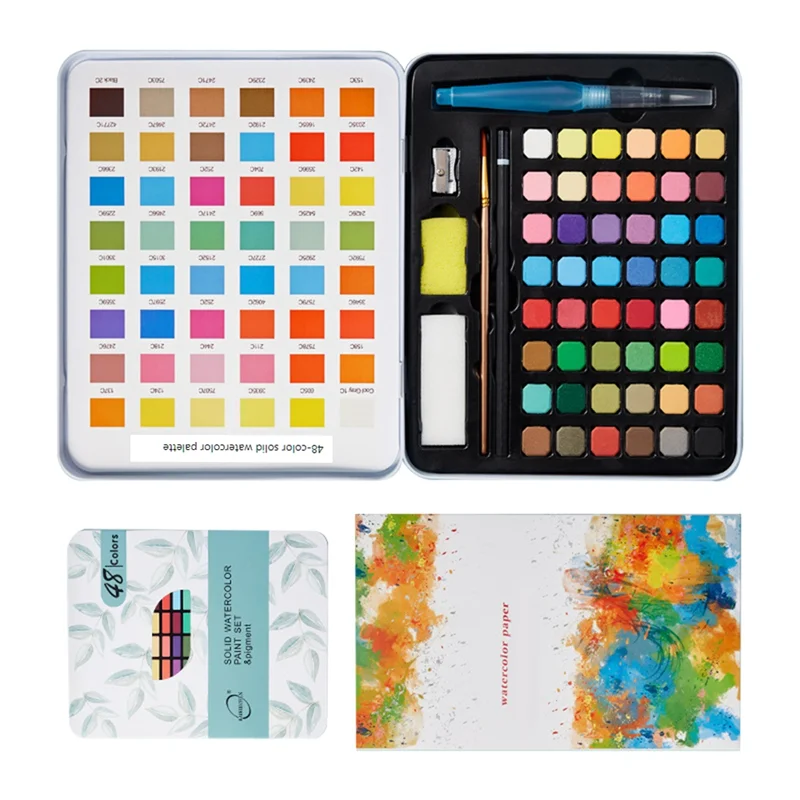 

【КОМПЛЕКТЫ】Набор акварельных красок разных цветов, набор акварельных бумаги и кистей для путешествий, палитра акварельных красок, портативный мини-набор акварельных красок