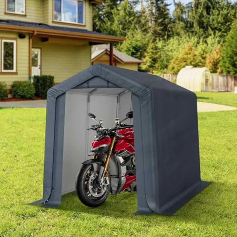 

6'x10' Outdoor Portable Storage Shelter Garage with Rolled Up Zipper Doors for Motorcycle Bicycles and Outdoor Tools - Heavy Du
