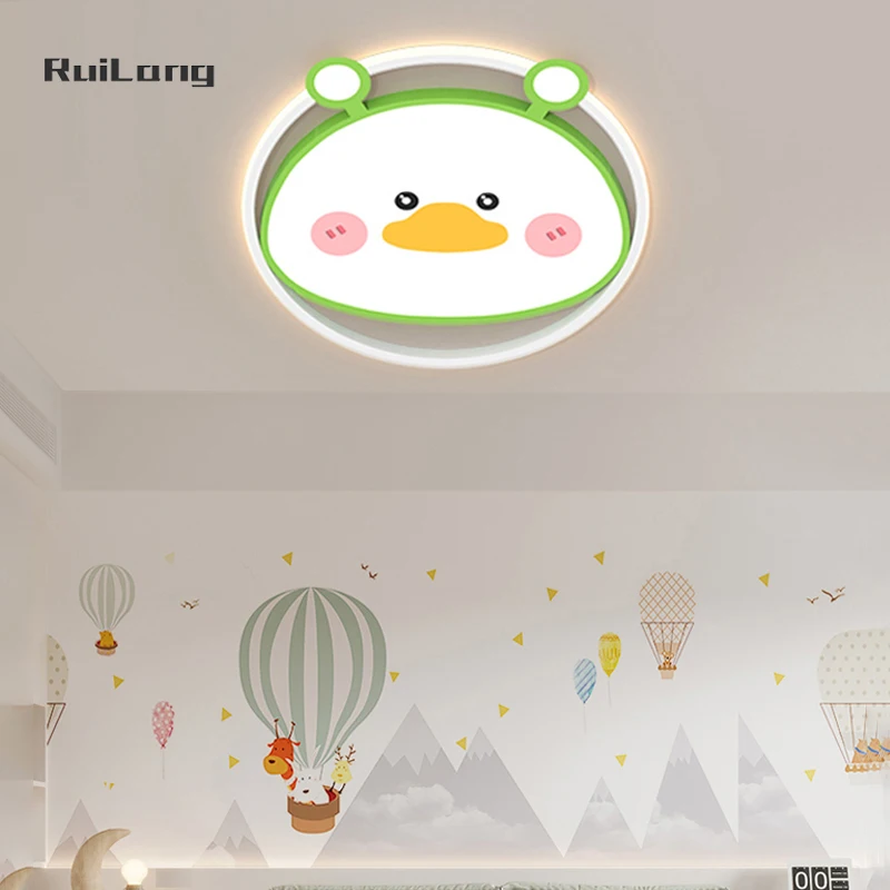 Children Room Ceiling Lamp Animal Frog Design Cute Cartoon Green Chandelier Kids Room Boys Baby Girls Bedroom Led Ceiling Light