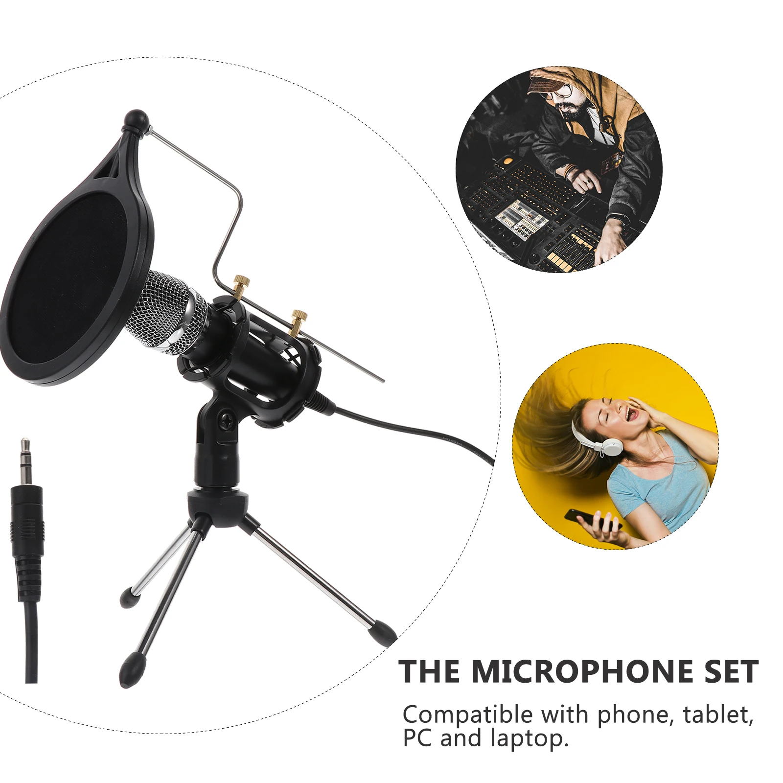 

Microphone Set Live Broadcast Recording Studio Mini Tripod St Adjustable Holder Portable Karaoke Premium Material