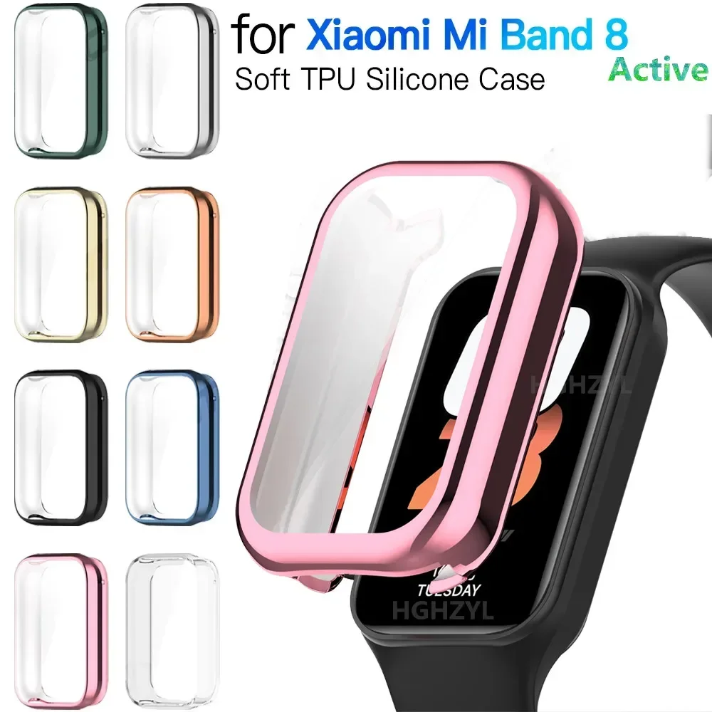 

Мягкий чехол из ТПУ Для Xiaomi Band 8 Active, полностью закрывающий корпус для смарт-часов Mi Band8, активное Защитное стекло для экрана