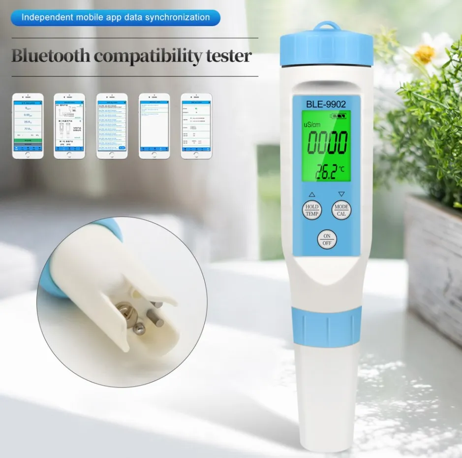 New Bluetooth 4 in1 PH/TDS/EC/TEMP Meter Digital Water Quality Tester Smart Online Monitor APP Control for Aquariums Pool