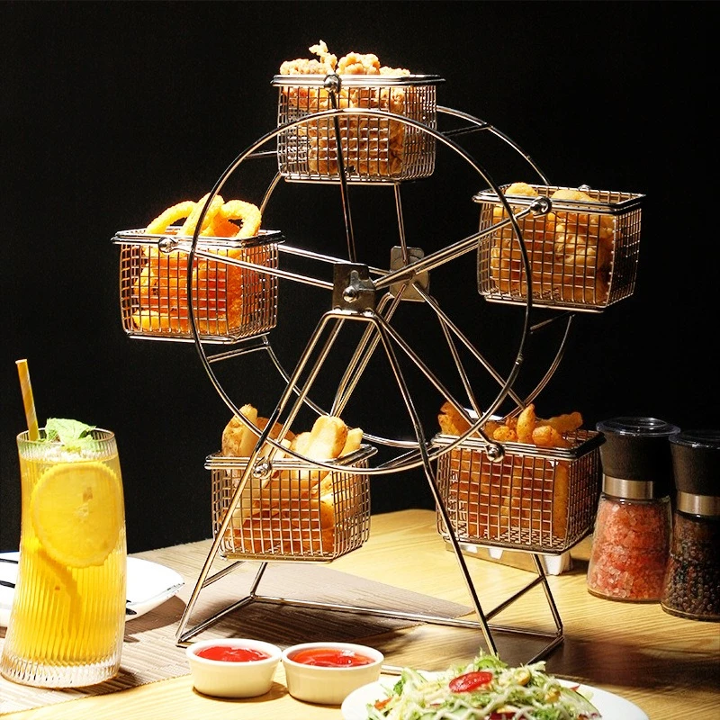 

Ferris wheel rotating snack rack French fries fried chicken basket, gourmet snack box bar food display rack