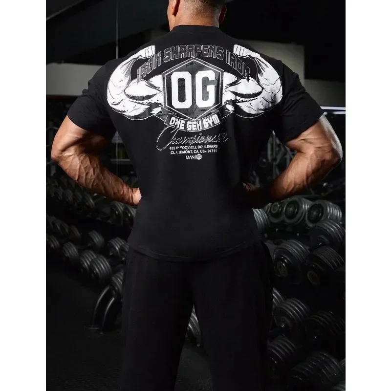 

2025 модная хлопковая повседневная футболка с круглым вырезом и принтом для спортзала, мужская и женская футболка с короткими рукавами и принтом, новые летние хит продаж, топы