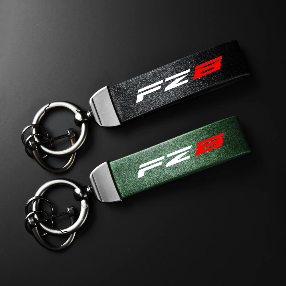 

High-Grade leather Keychain Holder Keyring Carbon Leather Keyring ring Keychain Motorcycle Accessories For Yamaha FZ8 FZ 8 LOGO
