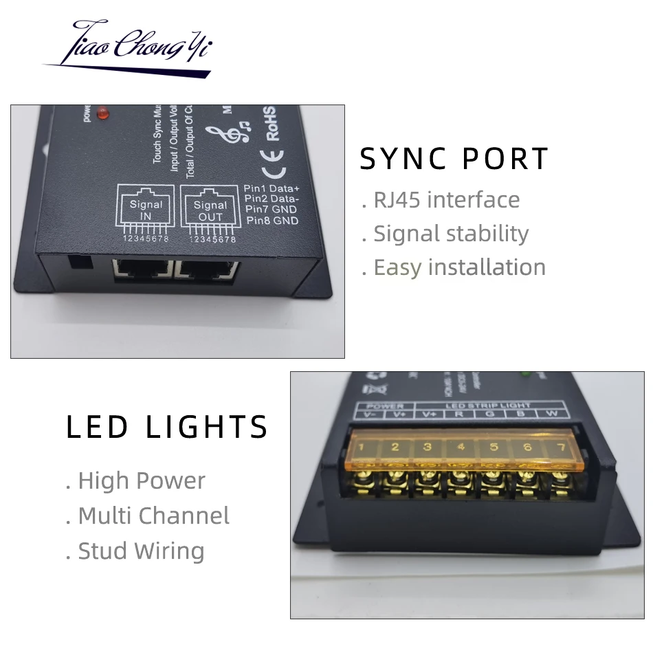 DC5-24V Music Sync Controller and RF Full Touch Remote Control Dimmer for  RGBCCT RGBWC RGB CCT Color 1~5 Ch LED Strip Light